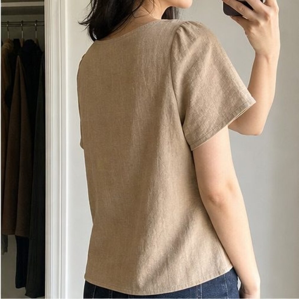 Camel Smocked Top - Picture 3 of 6
